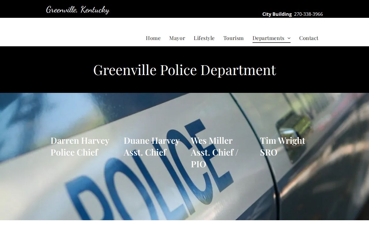 Greenville Police official arrest records contact page in Muhlenberg County