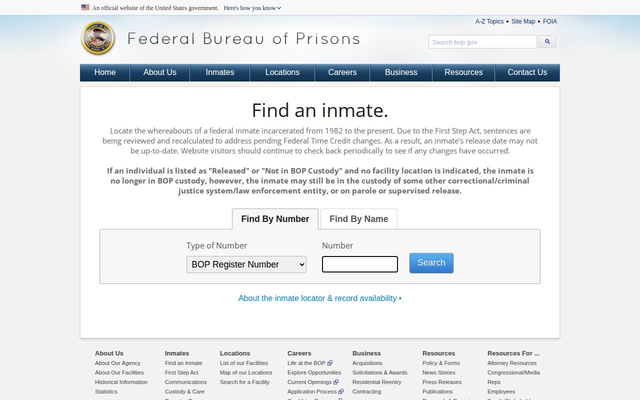 Federal inmate locator outside Muhlenberg County booking records