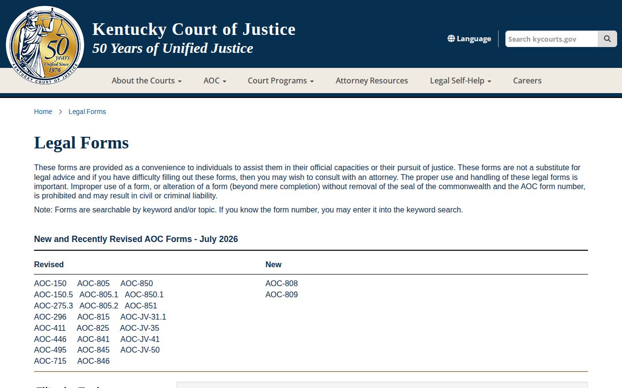 Kentucky Courts forms for Muhlenberg County booking-record expungement