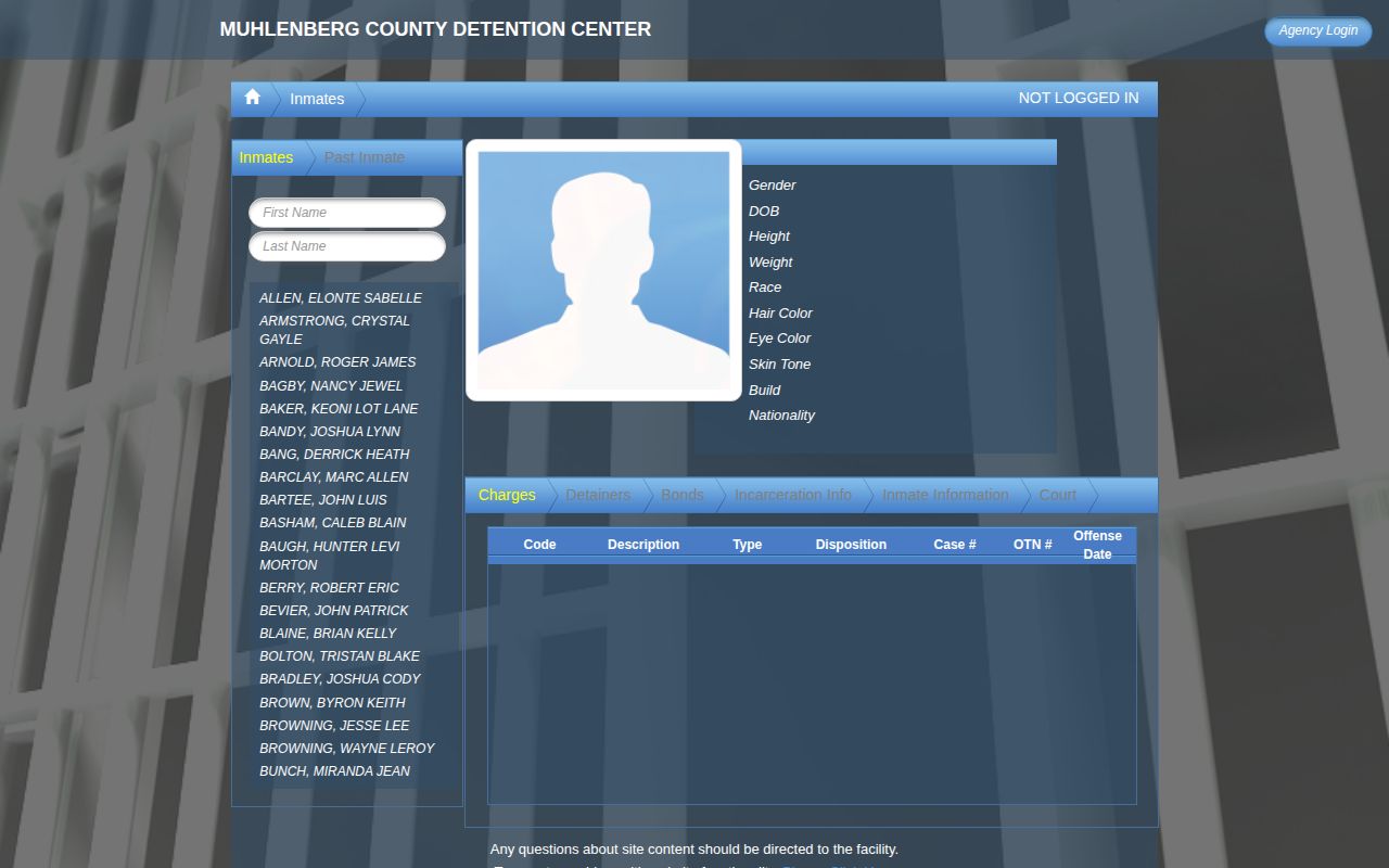 Muhlenberg County Detention Center current inmate and booking search